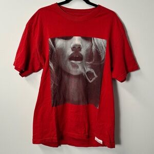 Y2K DIAMOND SUPPLY CO men's red smoke exhale graphic tee, L.